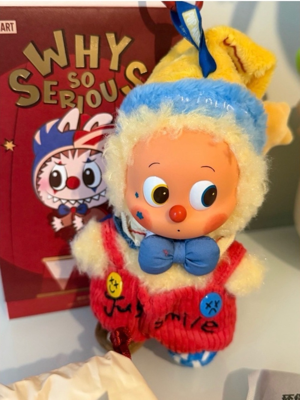 Cute Yellow & Blue Plush Clown Bag Charm by